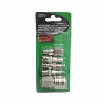 Luchtgereedschap Accessoire Set Euro Koppeling 1/4&quot; - 5 Delig