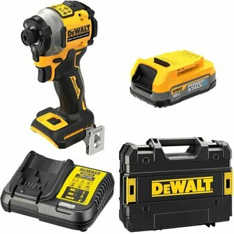 DeWALT DCF850E1T-QW 18V XR Ultra Compacte Accu Slagschroevendraaier set (1x PowerStack accu en lader ) - 3 snelheden in TSTAK koffer