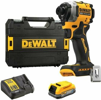 DeWALT DCF850E1T-QW 18V XR Ultra Compacte Accu Slagschroevendraaier set (1x PowerStack accu en lader ) - 3 snelheden in TSTAK koffer