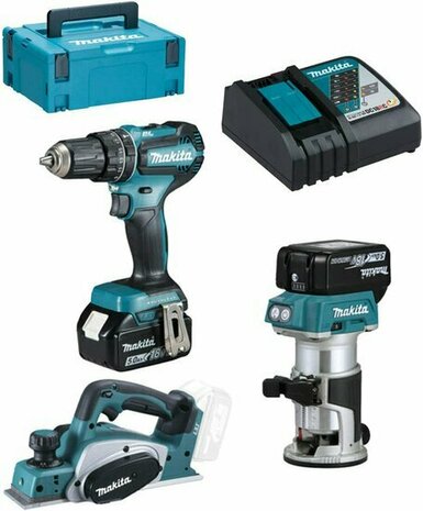 Makita DLX3116TJ 3-delige 18V Accu Combiset (DHP485 + DRT50 + DKP180 incl. 2x 5.0Ah accu&#039;s en lader in Mbox)