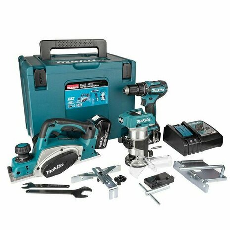 Makita DLX3116TJ 3-delige 18V Accu Combiset (DHP485 + DRT50 + DKP180 incl. 2x 5.0Ah accu&#039;s en lader in Mbox)