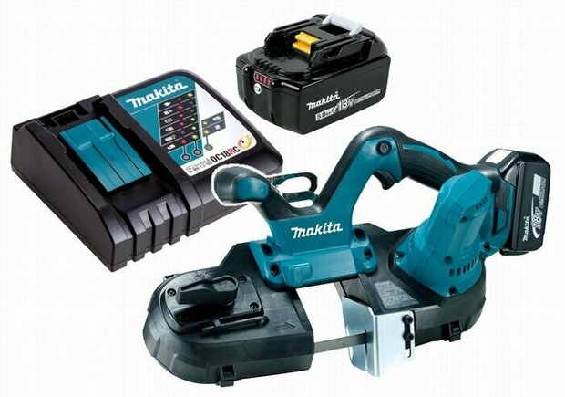 Makita DPB181RTE 18V accu bandzaag (set 2x 5,0Ah accu en lader ) in tas