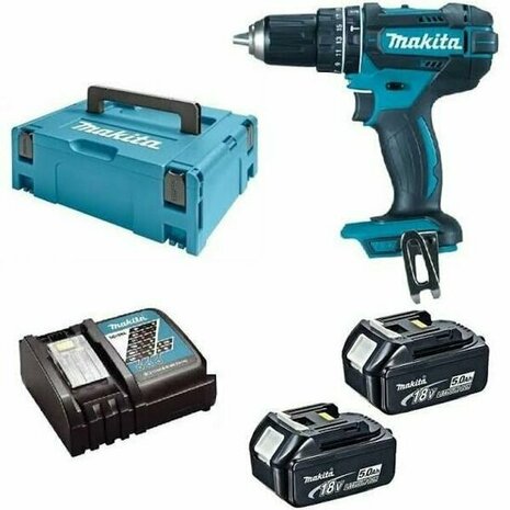 Makita DHP482RTJ 18V accu klopboor-/schroefmachine set (2x 5.0Ah accu en lader ) in Mbox