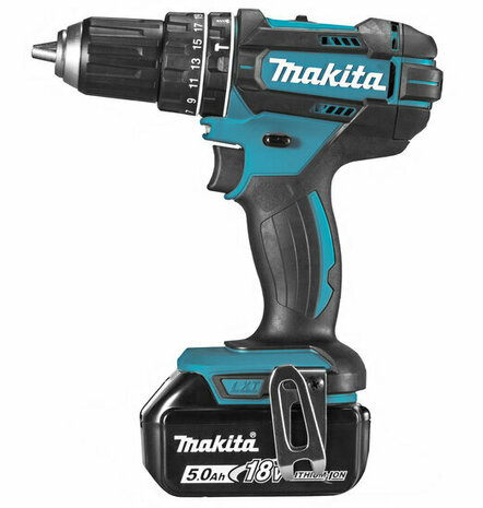 Makita DHP482RTJ 18V accu klopboor-/schroefmachine set (2x 5.0Ah accu en lader ) in Mbox