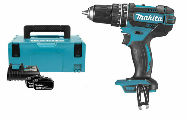 Makita DHP482RTJ 18V accu klopboor-/schroefmachine set (2x 5.0Ah accu en lader ) in Mbox