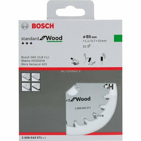 Bosch 2608643071 Optiline Cirkelzaagblad 85 x 15 x 20T Hout