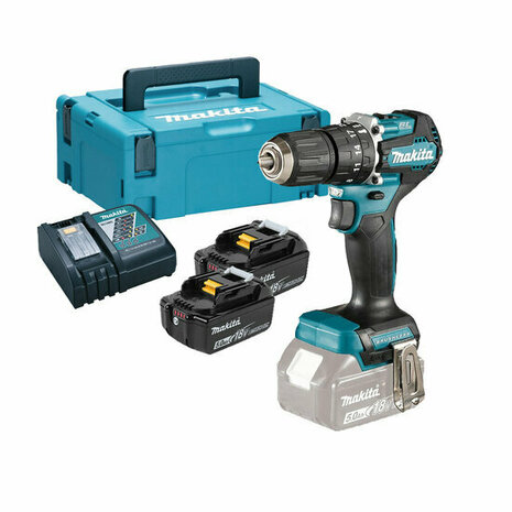 Makita DHP487RTJ 18V accu klopboor-/schroefmachine set (2x 5,0Ah+ lader) in Mbox - 13mm