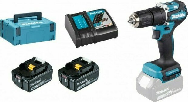 Makita DHP487RTJ 18V accu klopboor-/schroefmachine set (2x 5,0Ah+ lader) in Mbox - 13mm