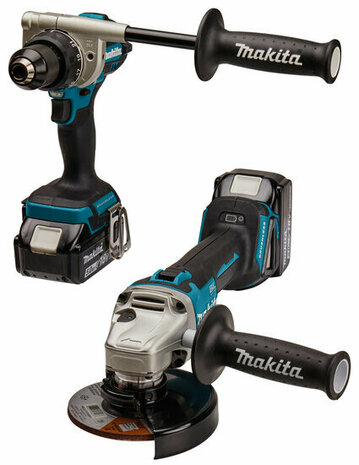 Makita DLX2430TJ 18V accu boor-/schroefmachine (DDF486) + Haakse slijper (DGA504) Combiset (2x 5.0Ah en lader) in Mbox 4