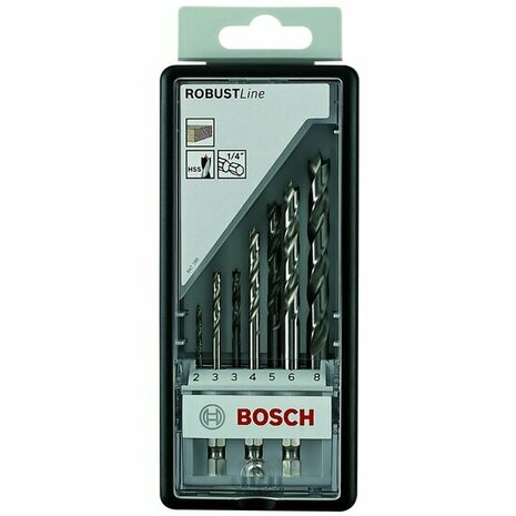 Bosch 2607019923 Robust Line Houtspiraalboor set in cassette - 2-8mm - zeskant opname 7-delig