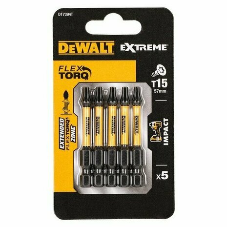 DeWalt DT7394T Impact Schroefbit Torx - T15 - 50mm (5 stuks)