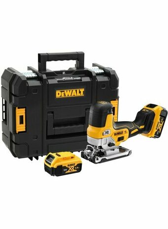 DEWALT DCS335P2 18V XR BRUSHLESS GRIP ACCU DECOUPEERZAAG 2X5.0 AH ACCU&#039;S EN LADER IN TSTAK