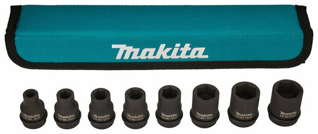 Makita E-02989 Krachtdoppenset 8 delig in etui - 1/2 inch