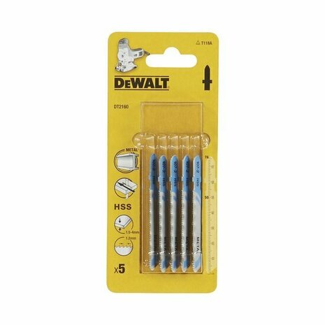 DeWalt DT2160 HSS Decoupeerzaagblad Extreme 1.2 mm tandafstand Metaal (5stuks) DT2160-QZ