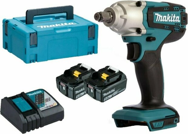 Makita DTW190RTJ 18V Accu slagmoersleutel set (2x 5.0Ah accu en lader) in Mbox - 190Nm - 1/2&quot; - koolborstelloos