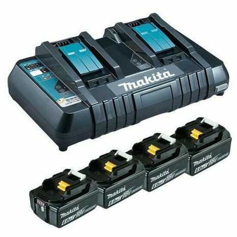 Makita 199485-6 Power Source-Kit 4x 6Ah BL1860B + DC18RD starterset