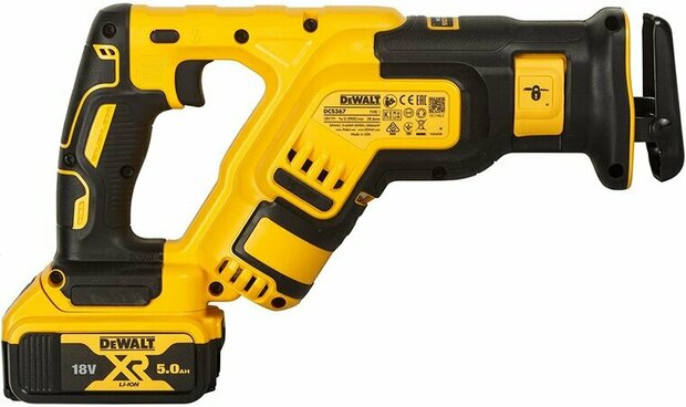 DeWalt DCS367P2 18V accu reciprozaag set (2x 5.0Ah accu en lader) in TSTAK - koolborstelloos