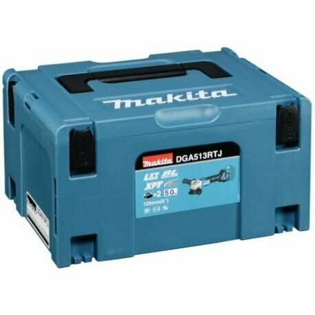 Makita DGA513RTJ 18V accu haakse slijper set (2x 5.0Ah accu) in Mbox  125mm koolborstelloos