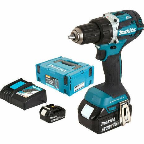 Makita DDF484RTJ Cordless Drill 13mm 54Nm 2000rpm 2x5Ah 18V Li-Ion with Makpac 2