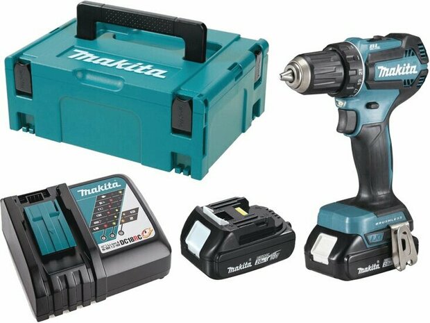 Makita DDF485RAJ 18V Boor- en schroefmachine Set 2,0 AH accu&#039;s (2 st) + Snellader in M-Box