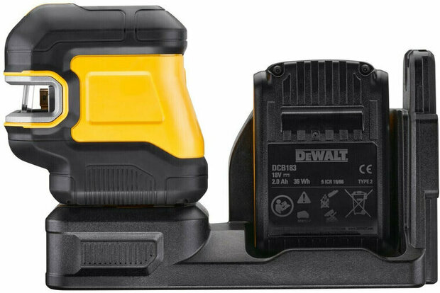 DeWALT DCE822D1G18 12V / 18V Kruislijnlaser met loodpunten set (1x2Ah accu en lader) - Groen