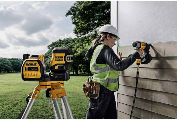 DeWALT DCE822D1G18 12V / 18V Kruislijnlaser met loodpunten set (1x2Ah accu en lader) - Groen