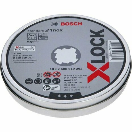 Bosch 2608619267 X-Lock Slijpschijf Standard for Inox in blik - 125mm (10st)