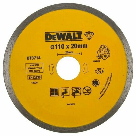 DeWalt DT3714 Diamond Tile Blade 110x20mm 1 sngl 11,00