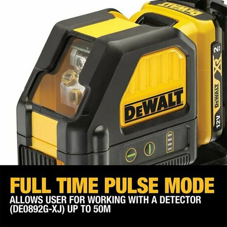 DeWalt DCE088D1G 10.8V accu zelfnivellerende kruislijnlaser set (1x 2.0Ah accu en lader) in koffer - 2 lijnen - 30m - groen