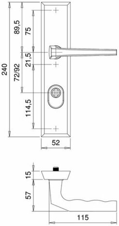 Dieckmann Alpha deur beslag SKG*** met binnen en buiten Kruk F1 PC 92mm D7013