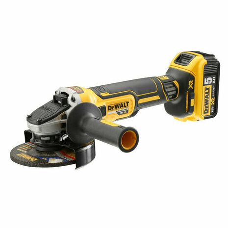 DeWalt DCG405P2-QW XR 18V accu haakse slijper set (2x 5.0Ah accu + lader) in TSTAK - 125mm - koolborstelloos