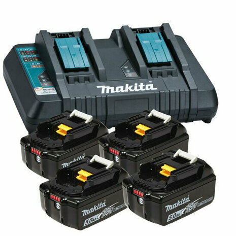 Makita 197626-8 18V Li-Ion accu starterset 4x 5.0Ah + duolader DC18RD in Mbox 3