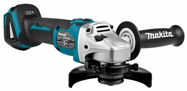 Makita DGA504RT3J 18V Haakse slijper 125mm 5,0 Ah accu&#039;s (3 stuks), snellader in Mbox, met vastzetschakelaar