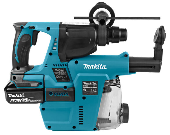 Makita DHR242RTJW 18V SDS-Plus accu combihamer incl. stofafzuiging set (2x 5,0Ah en lader) in Mbox - 24mm - koolborstelloos