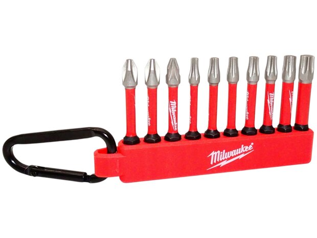 Milwaukee SHOCKWAVE Bit-Set mit Karabiner 10-teilig TX/PZ/. 4932480941