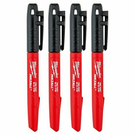 Milwaukee 4932480551 Marker met fijne punt &ndash; zwart &ndash; 4st