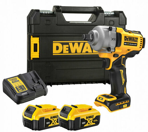 DeWALT DCF891P2T-QW 18V XR Accu Slagmoersleutel 1/2&quot; set (2x 5.0Ah en lader) in TSTAK koffer