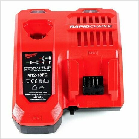 Milwaukee M12-18 FC 12V-18V Li-Ion Accu Snellader - UK stekker incl EU adapter - 4932451079