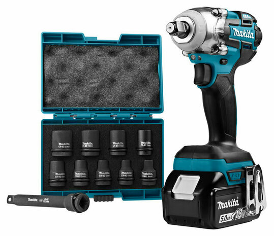 Makita DTW285RTJX 18V accu Slagmoersleutel set (2x 5.0Ah accu en lader) in Mbox - 275Nm - 1/2&#039;&#039;