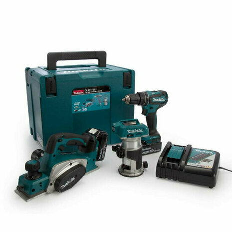 Makita DLX3116TJ 3-delige 18V Accu Combiset (DHP485 + DRT50 + DKP180 incl. 2x 5.0Ah accu&#039;s en lader in Mbox)