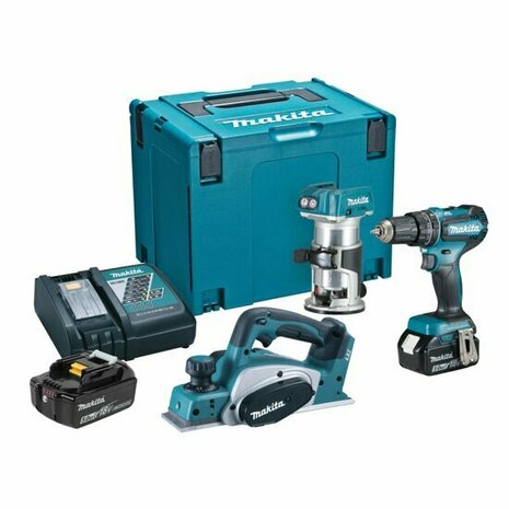 Makita DLX3116TJ 3-delige 18V Accu Combiset (DHP485 + DRT50 + DKP180 incl. 2x 5.0Ah accu&#039;s en lader in Mbox)