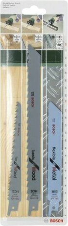 Bosch 3-delige reciprozagenset S 922 EF, S 644 D, S 1111 K Hout / Metaal