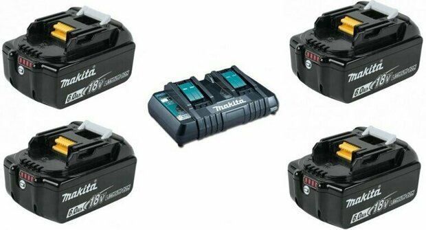 Makita 199485-6 Power Source-Kit 4x 6Ah BL1860B + DC18RD starterset