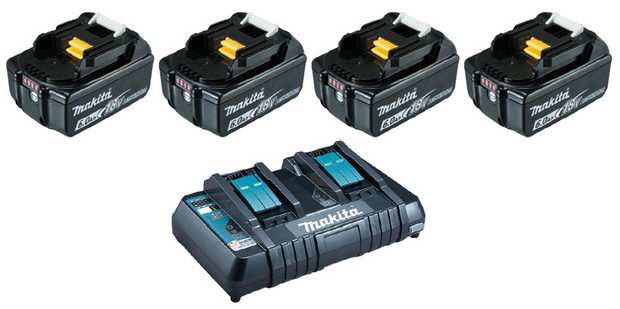 Makita 199485-6 Power Source-Kit 4x 6Ah BL1860B + DC18RD starterset