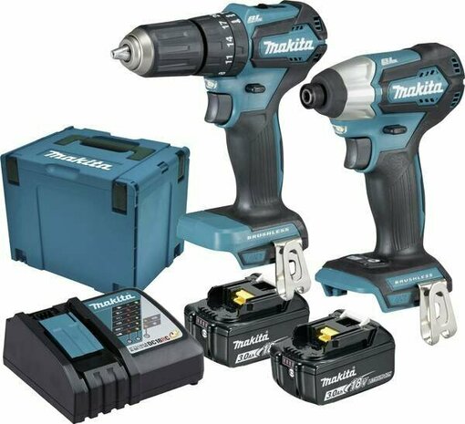 MAKITA DLX2221JX2 18V (KLOP)BOOR-SCHROEFMACHINE DHP483 + SLAGSCHROEVENDRAAIER DTD155 MET 3.0AH ACCU&#039;S