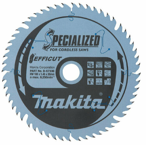 Makita Specialized Zaagblad EFFICUT, 165x20x56T &ndash; B-57336