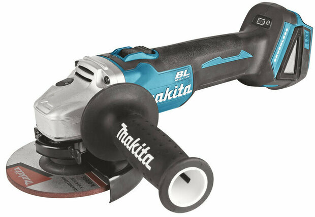 Makita DGA504ZX1 18V Accu Haakse slijper 125mm Type II + 6 slijpschijven en extra beschermkap koolborstelloos met vastzetschakelaar