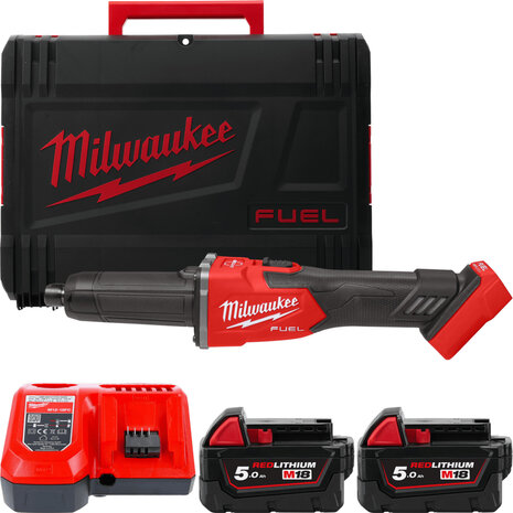 MILWAUKEE M18 FDGRB-502X FUEL rechte accu-slijper in HD Box (2x 5,0Ah accu + lader) - 4933480954