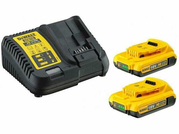 DeWalt DCB115D2 18V Li-Ion accu starterset (2x 2.0Ah) + lader - DCB115D2-QW